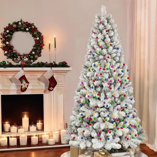 Guuozzli 120Pcs 10 Colors 0.6in Mini Christmas Ball Ornaments with Gold String - Imitation Pearl Pendants