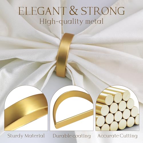 Set of 16 Gold Napkin Rings for Holiday & Wedding Table Decor