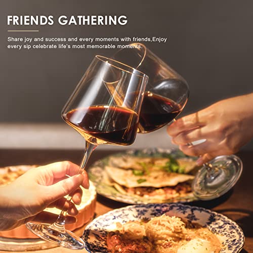 Premium Crystal Wine Glasses Set of 6 - 18.5oz Lead-Free Stemware