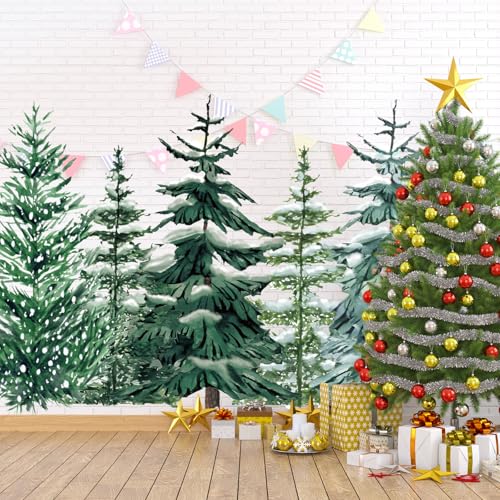 JarThenaAMCS Snowy Forest Winter Christmas Wall Stickers 6 Sheets 11.8 x 35.4 in Peel & Stick Mural