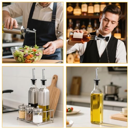 12 Pcs Stainless Steel Liquor Pour Spouts with Auto Dust Cover, Perfect for Oil & Wine Bottles