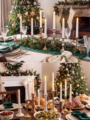 Funtery 24-Piece 6" Flameless LED Taper Candles with Remote & Timer, White, Tapered Style