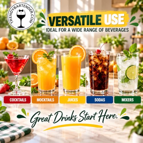 Trendy Bartender 4-Pack 32oz Color-Coded Juice Bottles with Lids for Bar & Home Use