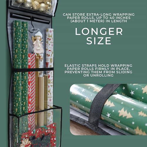 Hanging Wrapping Paper Organizer Over-the-Door Gift Bag Storage Holder