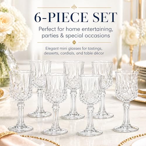 Set of 6 1.75 oz Cordial Glasses for Limoncello, Sherry & Dessert Wines