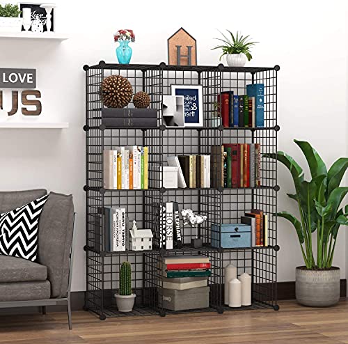 12-Cube Metal Wire Storage Organizer Modular Shelving Unit