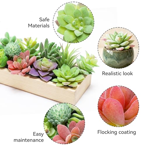 12 Pcs Mini Artificial Succulents, Flocked Faux Succulent Plants for Decor