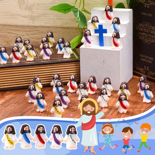 25 Pcs Mini Jesus Figurines, Small Rubber Religious Figures for Party Favors