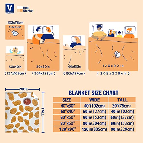 Chicken Nuggets Blanket Throw 60x50 Teen Size - Virudhaka Funny Plush Flannel