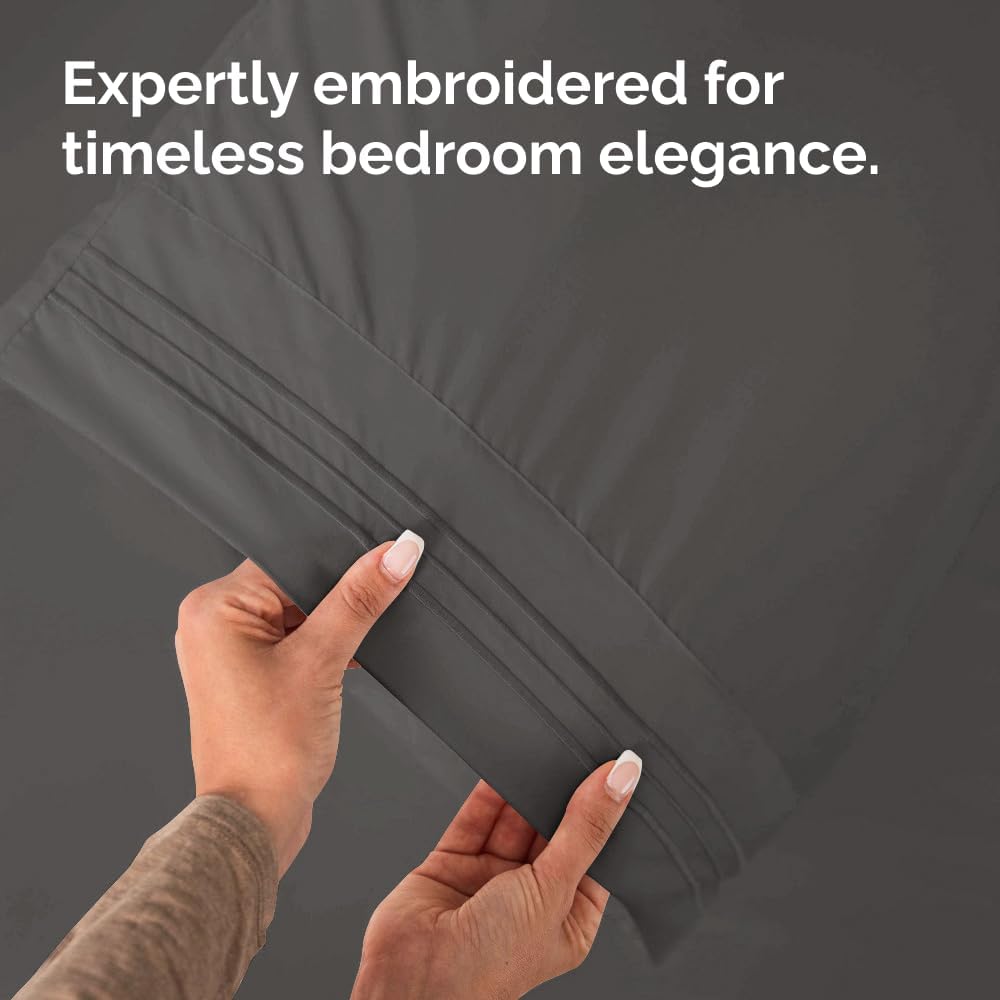 Skiennix Standard Pillow Cases Set of 2 - Ultra-Soft Hotel Quality - Wrinkle-Free & Stain Resistant - Charcoal