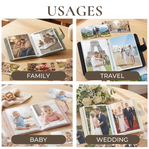 4x6 Small Photo Album, Faux Leather 64-Photo Holder with Snap Closure