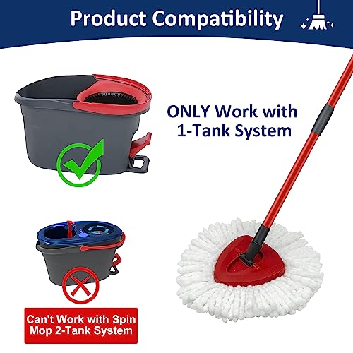 Spin Mop Replacement Kit: Adjustable Iron Handle, Base & 2 Refills