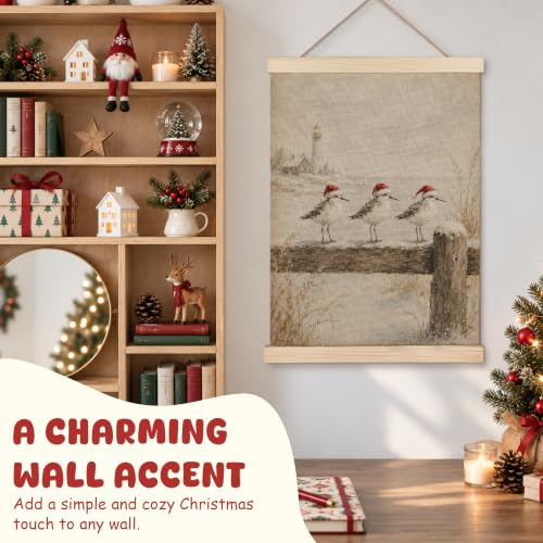 Cquwb Coastal Beach Christmas Sandpiper Poster Wall Art Decor 12x16 - Coastal Beach Christmas