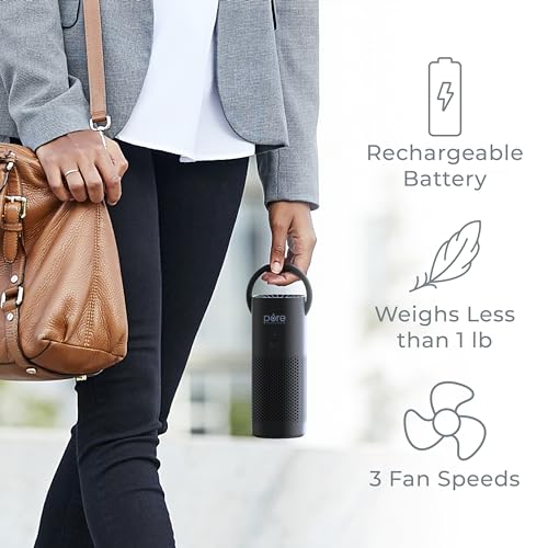 Pure Enrichment PureZone Mini Portable Air Purifier Black for Small Spaces