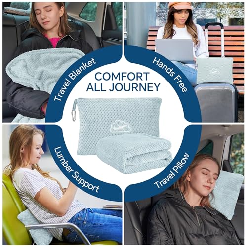 BEDELITE Ultra-Soft Fleece Travel Blanket 65"x40" with Bag & Luggage Sleeve