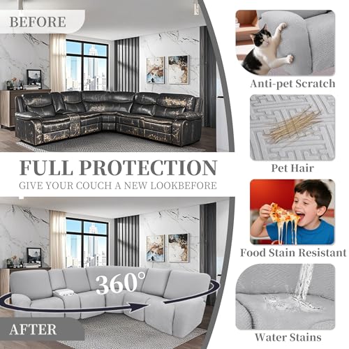 Waterproof L-Shaped Sectional Recliner Couch Covers - 5-Seater
