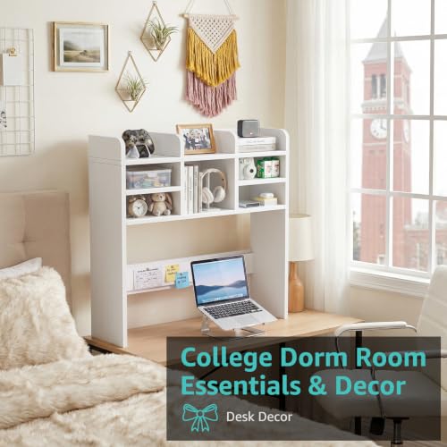 37-Inch Desk Hutch with Felt Pinboard and Cubby Storage for Dorms