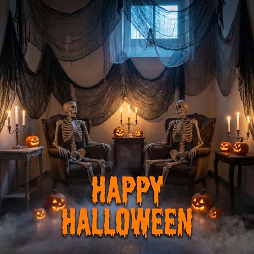 Cyantor 5Pcs Halloween Creepy Cloth Black 30x72 Inch Spooky Fabric