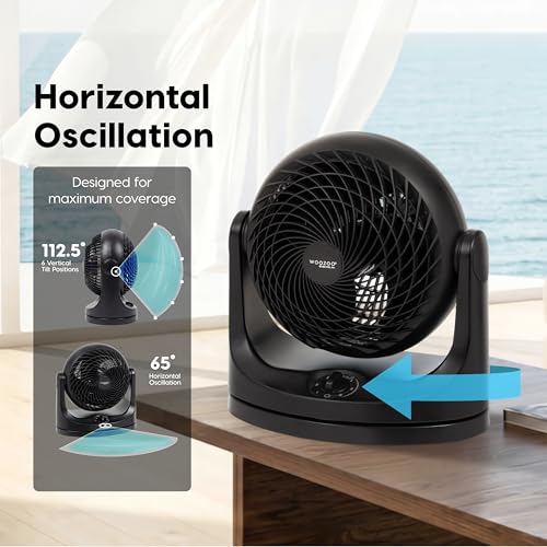 Oscillating Desk Fan with 3 Speeds and Adjustable Tilt, Black