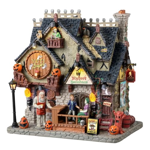 Bigfoot Brewhaus Lighted Halloween Village Building, 7.87-Inch Display