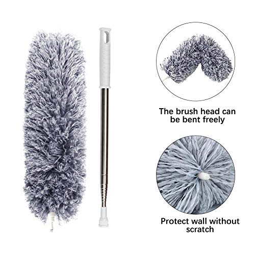 Microfiber Feather Duster with 100-Inch Extendable Pole & Bendable Head