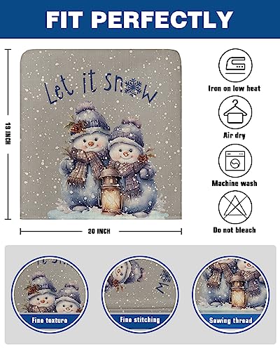 AMZRicher 4-Pack Grey Christmas Snowman Chair Back Covers for Dining Chairs Winter Holiday Decor