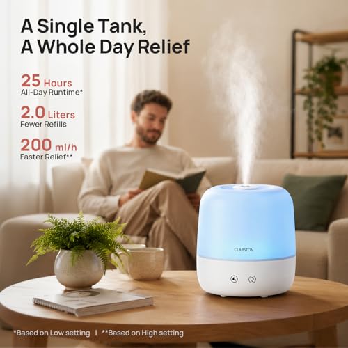 2L Cool Mist Humidifier for Bedroom & Nursery Top-Fill Quiet