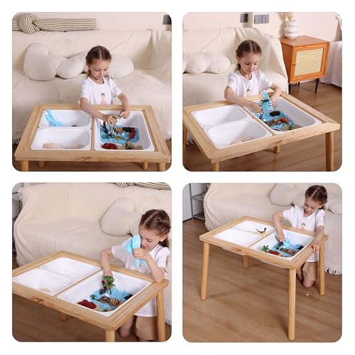 Toddler Sensory Table with 3 Storage Bins - Indoor Sand and Water Activity Desk