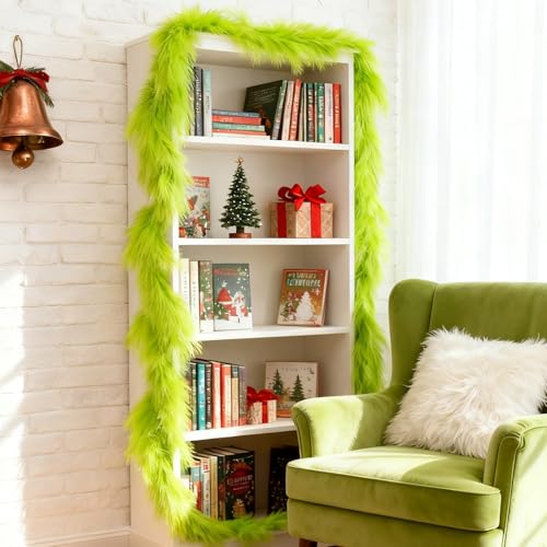 9 Ft Lime Green Pampas Grass Christmas Garland - Lemon Green 9ft Boho Wreath