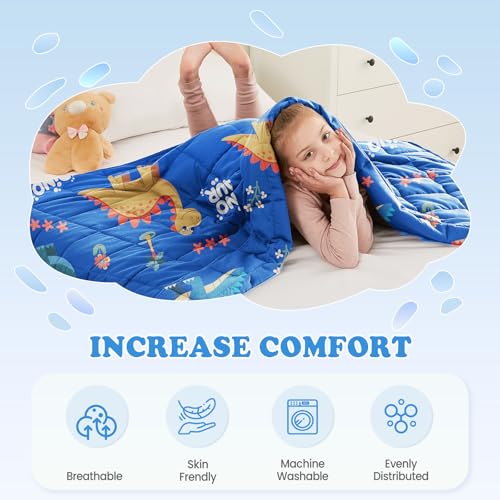 Dinosaur 5 lbs Weighted Blanket - 36"x48" Breathable Cooling Lap Throw
