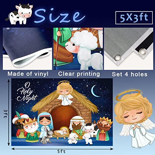Nativity Backdrop 5x3ft Religious Christmas Scene Decoration banners