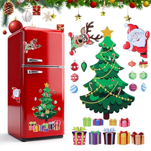 MAGICLULU Christmas Tree Refrigerator Magnet - Festive Holiday Magnetic Sticker, Waterproof & Reusable, 19.68 x 11.81 Inches