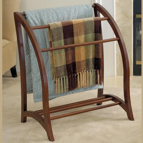 Winsome Wood Quilt Rack with 3 Rungs - Antique Walnut Storage Stand