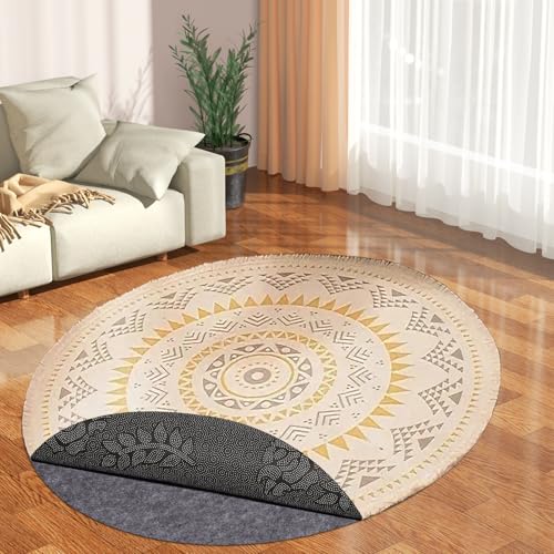 5 Ft Round Non-Slip Rug Pad, Waterproof Felt Carpet Cushion for Hardwood Floors
