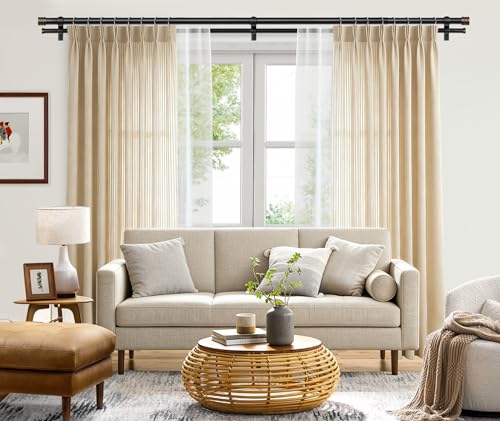 Adjustable Double Curtain Rod, 1-Inch Heavy Duty Dual Drape Rod