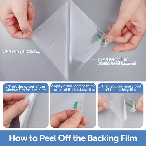 Frosted Window Privacy Film - Non-Adhesive, 23.6x78.7 Inch, UV Blocking