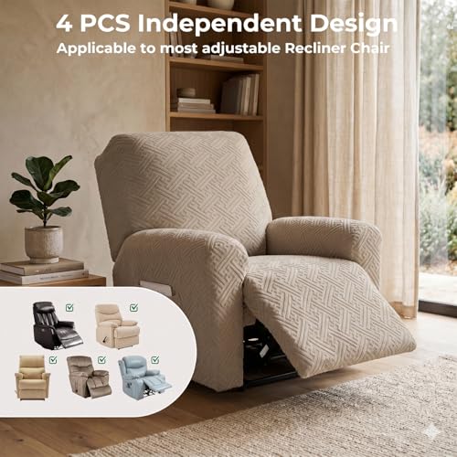 Stretch Recliner Chair Cover with Side Pockets - Washable Slipcover
