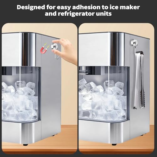 Stainless Steel Ice Tongs 8.5 Inch for Jumbo Ice Balls & Cubes, Magnetic Hook for Whiskey & Bar Use