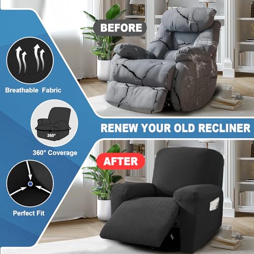 Recliner Chair Cover 3-Piece Set - Soft Jacquard Non-Slip Protector