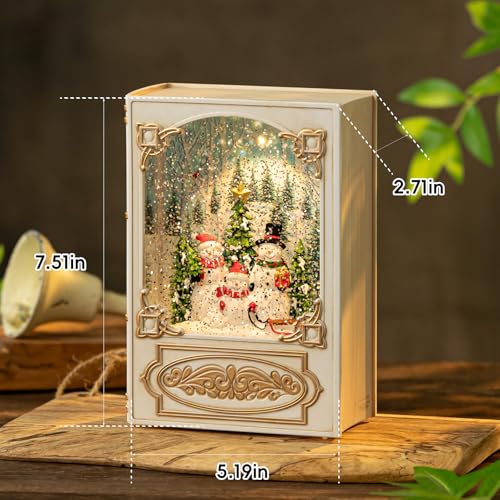 Weijiplie Vintage Book Santa Snow Globe Lantern with Music and Lights - Beige Variation
