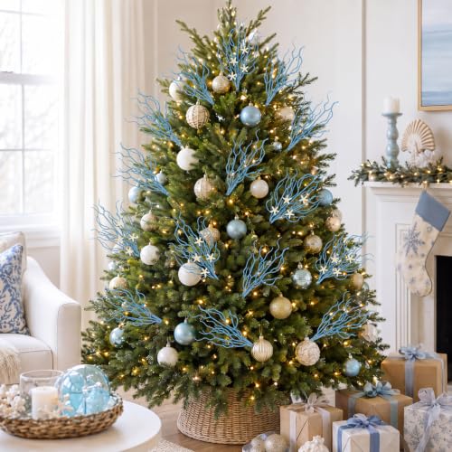 Coastal Blue Glitter Picks 15-Piece Set | Ocean-Themed Christmas Sprays