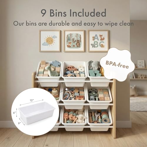 3-Tier Kids Toy Organizer with 9 Removable Bins & Anti-Tip Safety Kit