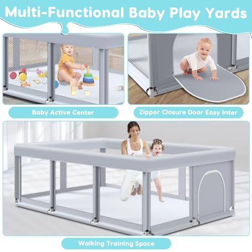 Large Baby Playpen 74x50 Indoor Outdoor Safety Play Yard with Breathable Mesh