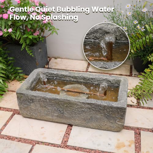 Rustic Water Fountain with Copper Tubing - Faux Stone Garden Decor