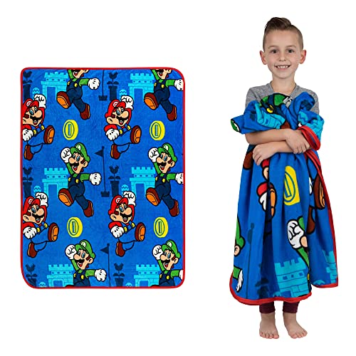 Franco Kids Super Soft Plush Throw Blanket - Mario Design, 46 x 60 Inches