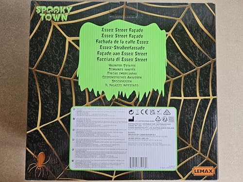 Haunted Estates Lighted Halloween Village Facade, 11-Inch Spooky Display