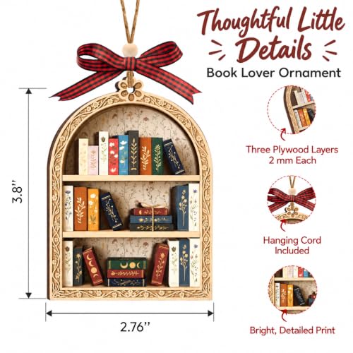 Book Ornament for Christmas Tree - Book Lover Gift, Library Themed