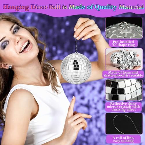70 Pcs Disco Balls Set - 5 Sizes Hanging Mirror Ornaments for Parties, Weddings, Christmas & Holiday Decor