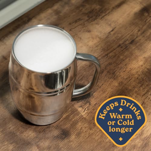 ANGORA BRANDS 34 oz Viking Barrel Mug - Stainless Steel Beer & Coffee Tumbler