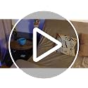 2-Tier C-Shaped Folding Side Table, Compact Metal & Wood Sofa End Table